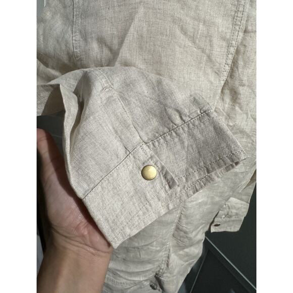 Chicos Linen Snap Front Jacket Flax Solid 3/4 Length Sleeves Size 1 Medium - Picture 5 of 8